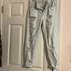 Forever 21 light wash destroyed straight leg jeans